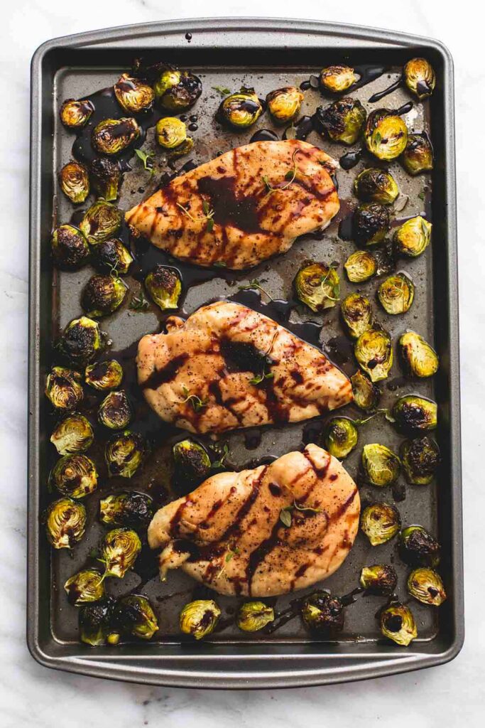 Sheet Pan Honey Balsamic Chicken Brussels Sprouts