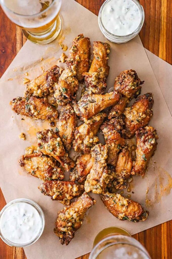 Garlic Parmesan Fried Chicken Wings