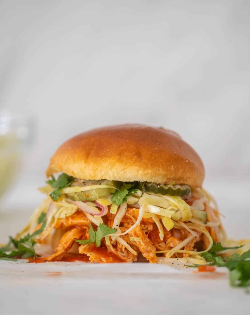 Chicken Sandwich with Slaw and Pickles
