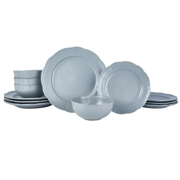 12-Piece Blue Scallop Dinnerware Set